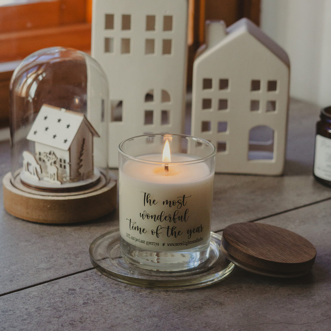 The most wonderful time of the year - feliratos szójaviasz illatgyertya (átlátszó üveges)
