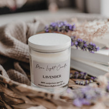 Kép betöltése a galériamegjelenítőbe: Lavender szójagyertya — nyugtató levendula illat, 200 ml, átlátszó üveg
