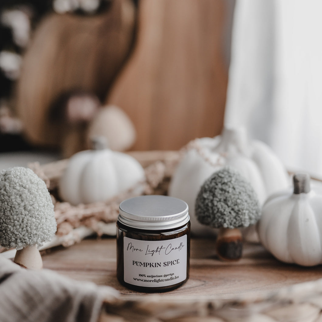 Pumpkin Spice szójaviasz gyertya — sütőtökös pite, 120 ml, ámbra üveg