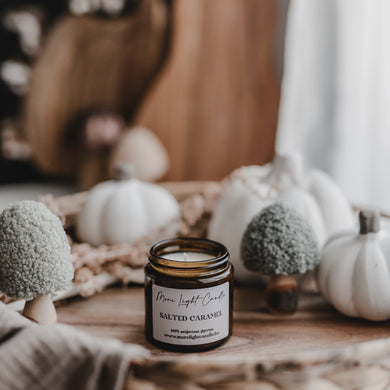 Salted Caramel szójaviasz gyertya — sós karamella, 120 ml, ámbra üveg
