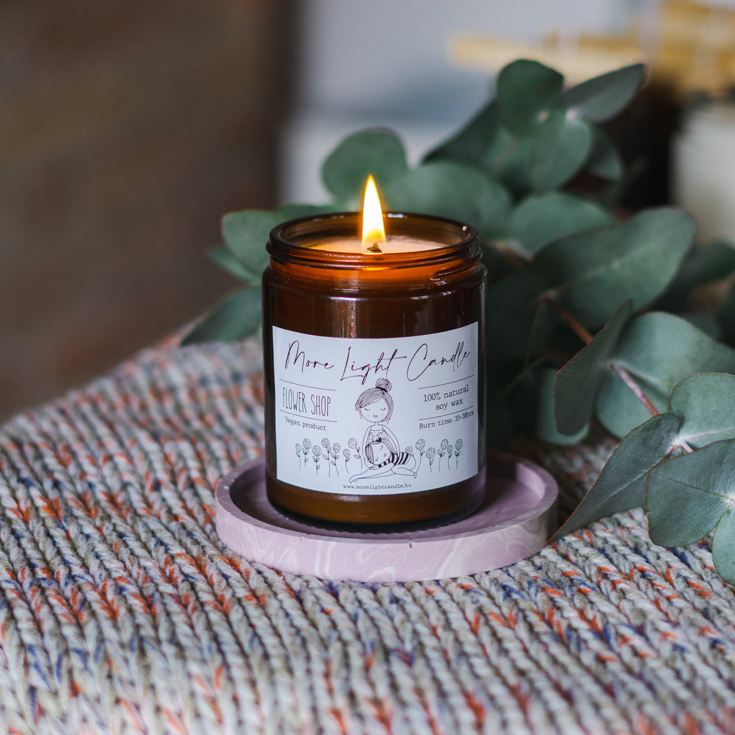 Anyák napi Flower Shop - 100% natúr szójaviasz illatgyertya (ámbra)