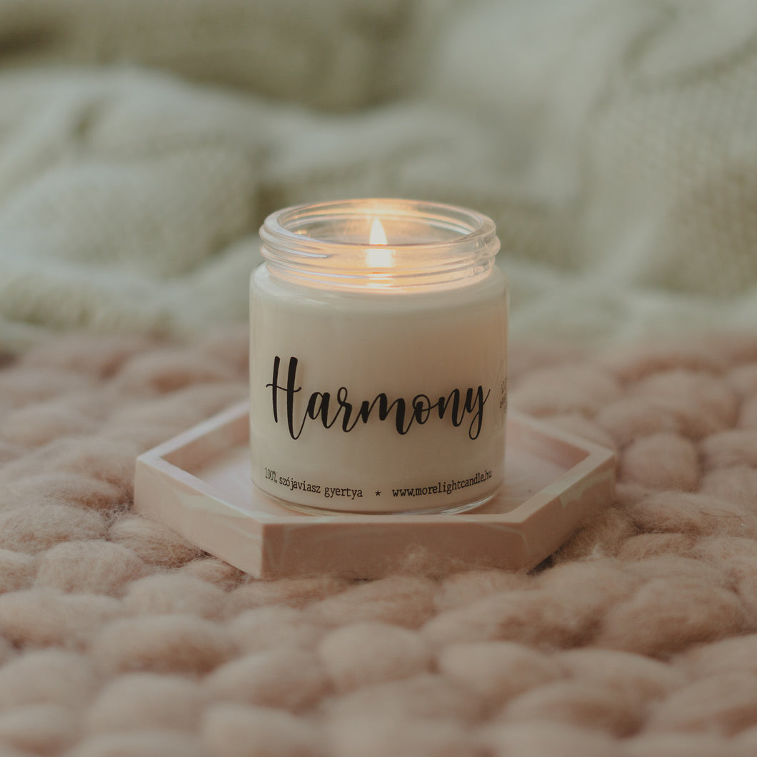 Harmony - 100% natúr szójaviasz illatgyertya (átlátszó üveges)