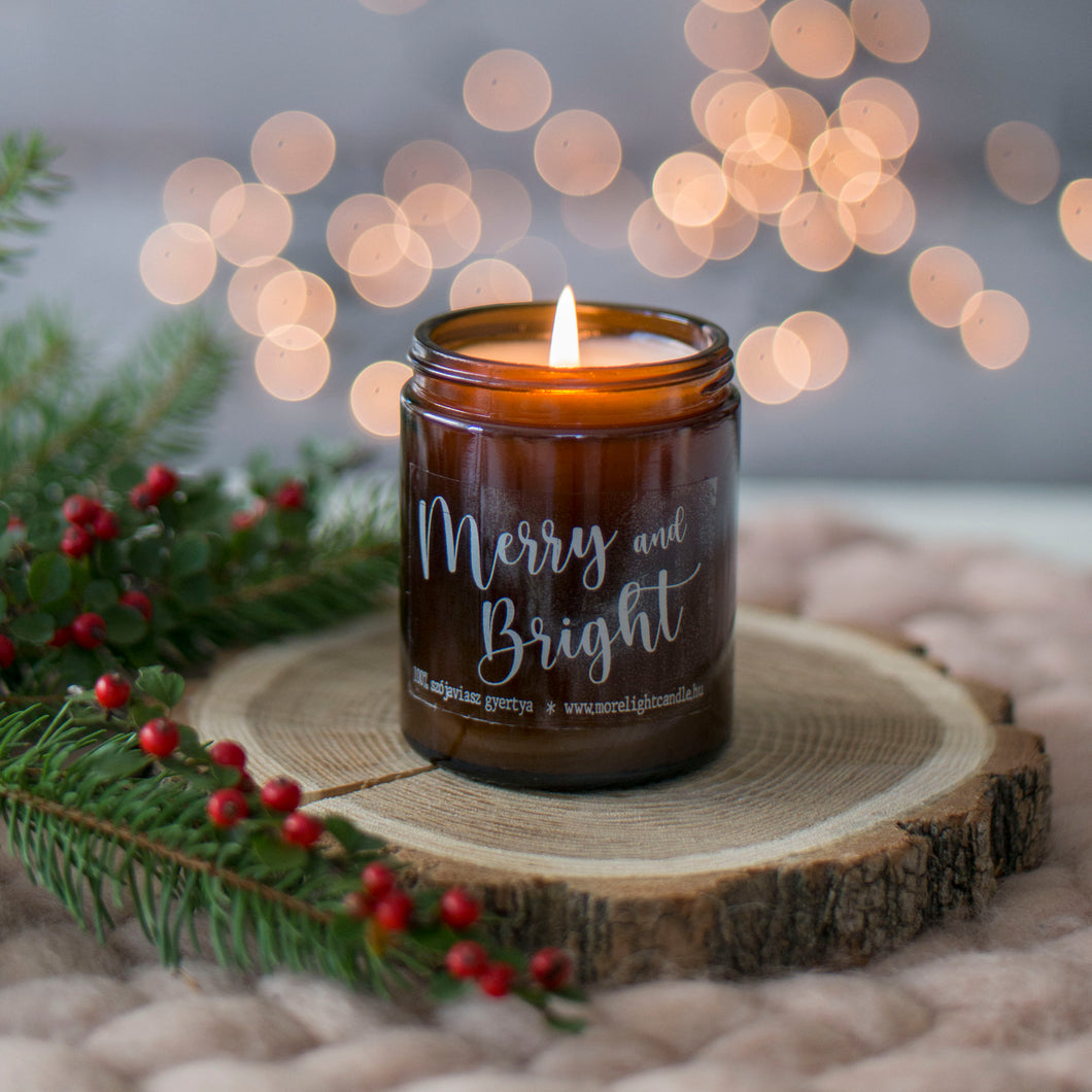 Merry & Bright - 100% natúr szójaviasz illatgyertya (Ámbra)