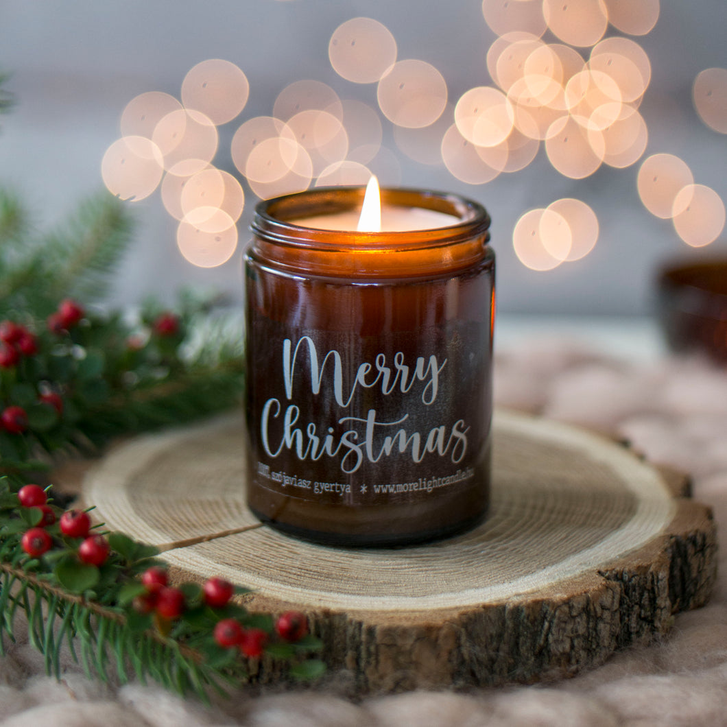 Merry Christmas - 100% natúr szójaviasz illatgyertya (Ámbra)