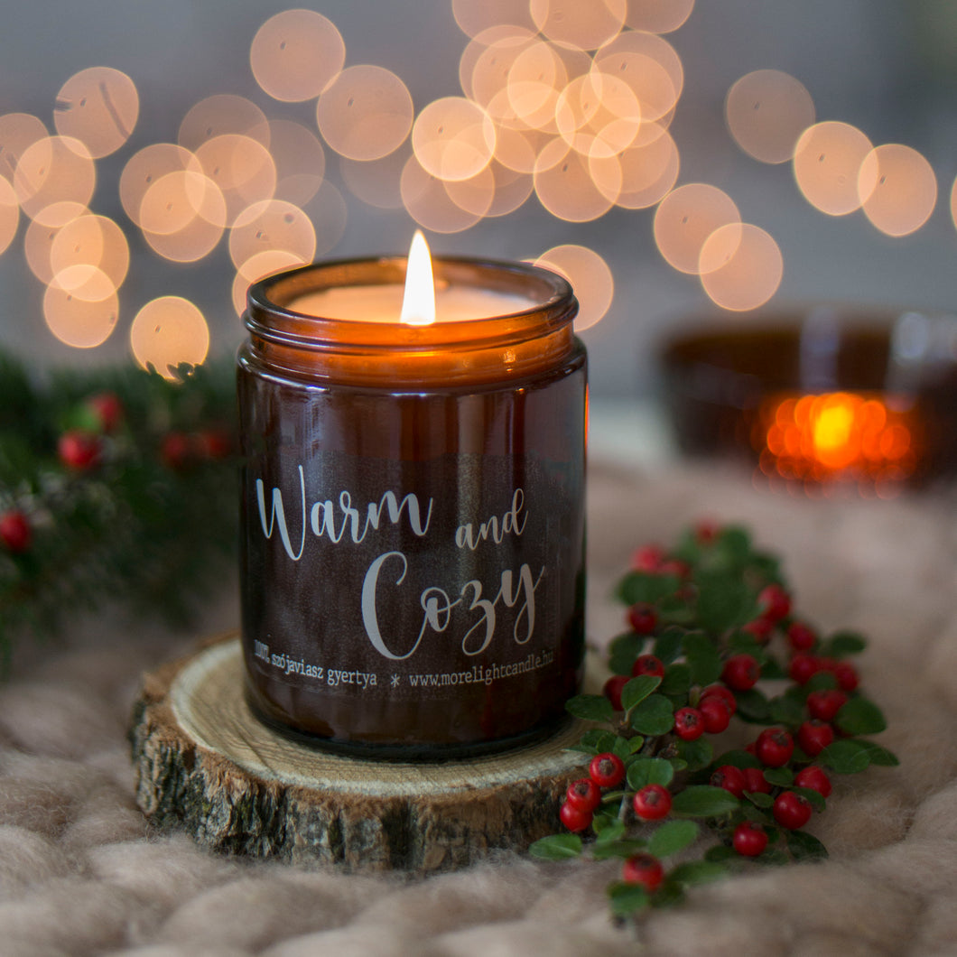Warm and Cozy - 100% natúr szójaviasz illatgyertya (Ámbra)